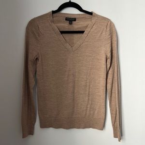Camel V-Neck Wool Sweater